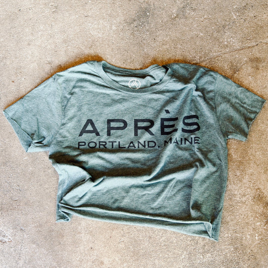 Logo Crop Tee - Heathered Green