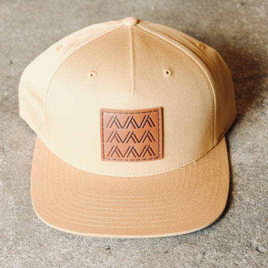 Biscuit Snapback with Leather Repeating Logo Patch